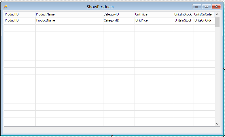Show Products Screen