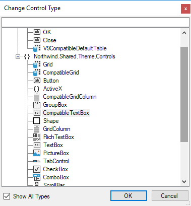 Show All Types In Change Control Type