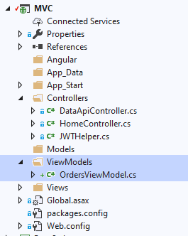 Solution Explorer After Adding View Models