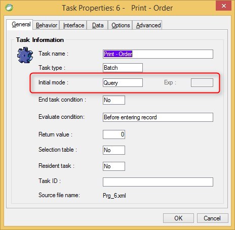 Task properties initial-mode