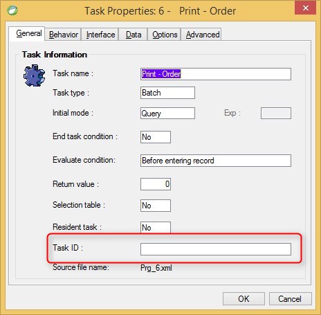 Task properties task id