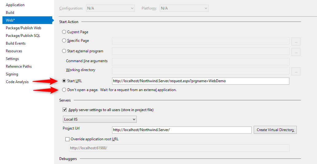 click once setup iis web server configuration